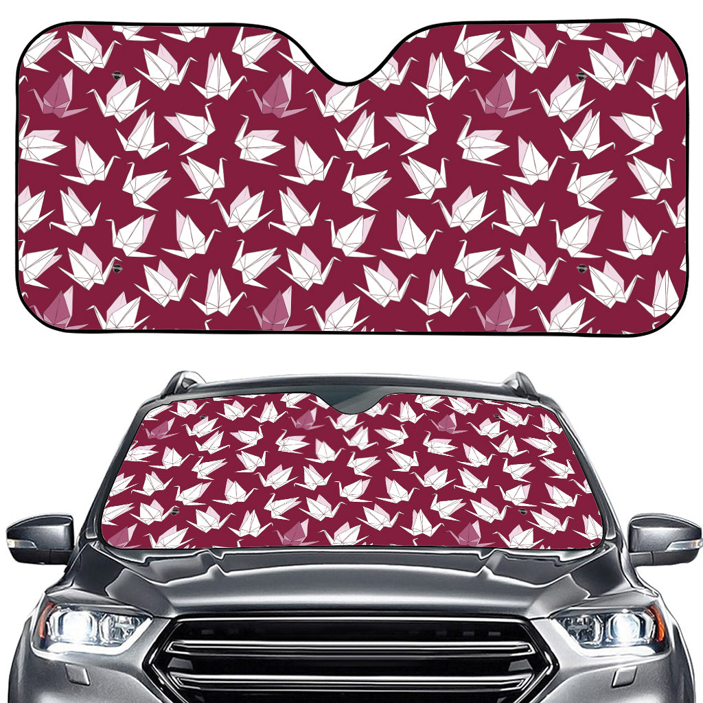 Japanese Origami Crane Pattern Print Car Windshield Sun Shade