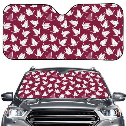 Japanese Origami Crane Pattern Print Car Windshield Sun Shade