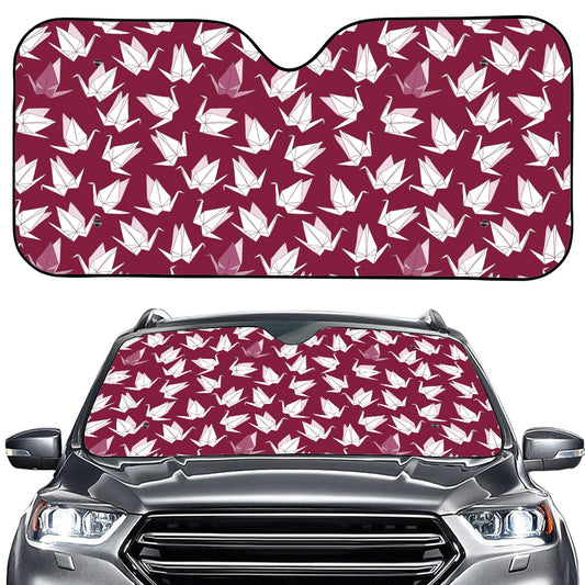 Japanese Origami Crane Pattern Print Car Windshield Sun Shade