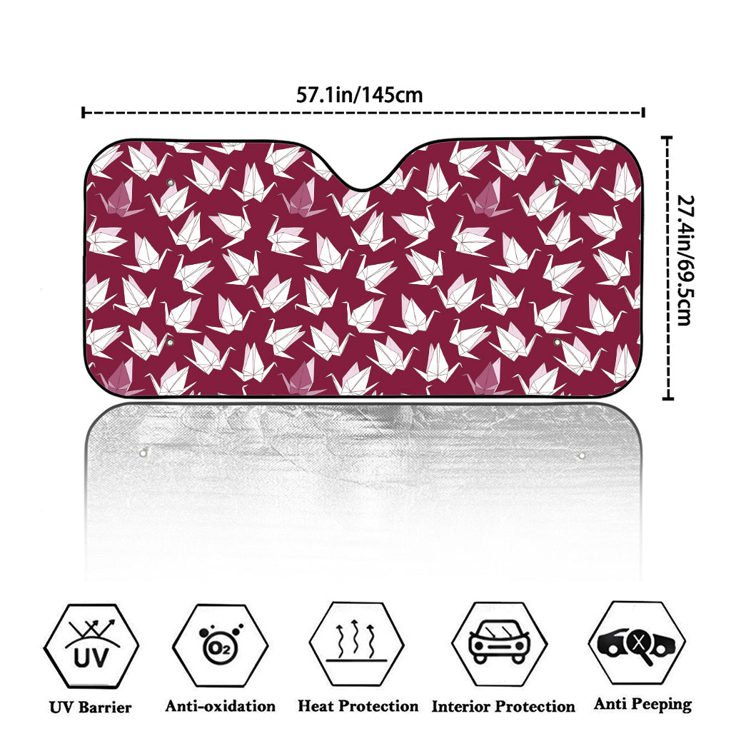 Japanese Origami Crane Pattern Print Car Windshield Sun Shade