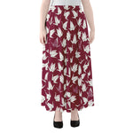 Japanese Origami Crane Pattern Print Chiffon Maxi Skirt