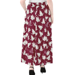 Japanese Origami Crane Pattern Print Chiffon Maxi Skirt