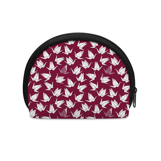 Japanese Origami Crane Pattern Print Coin Purse