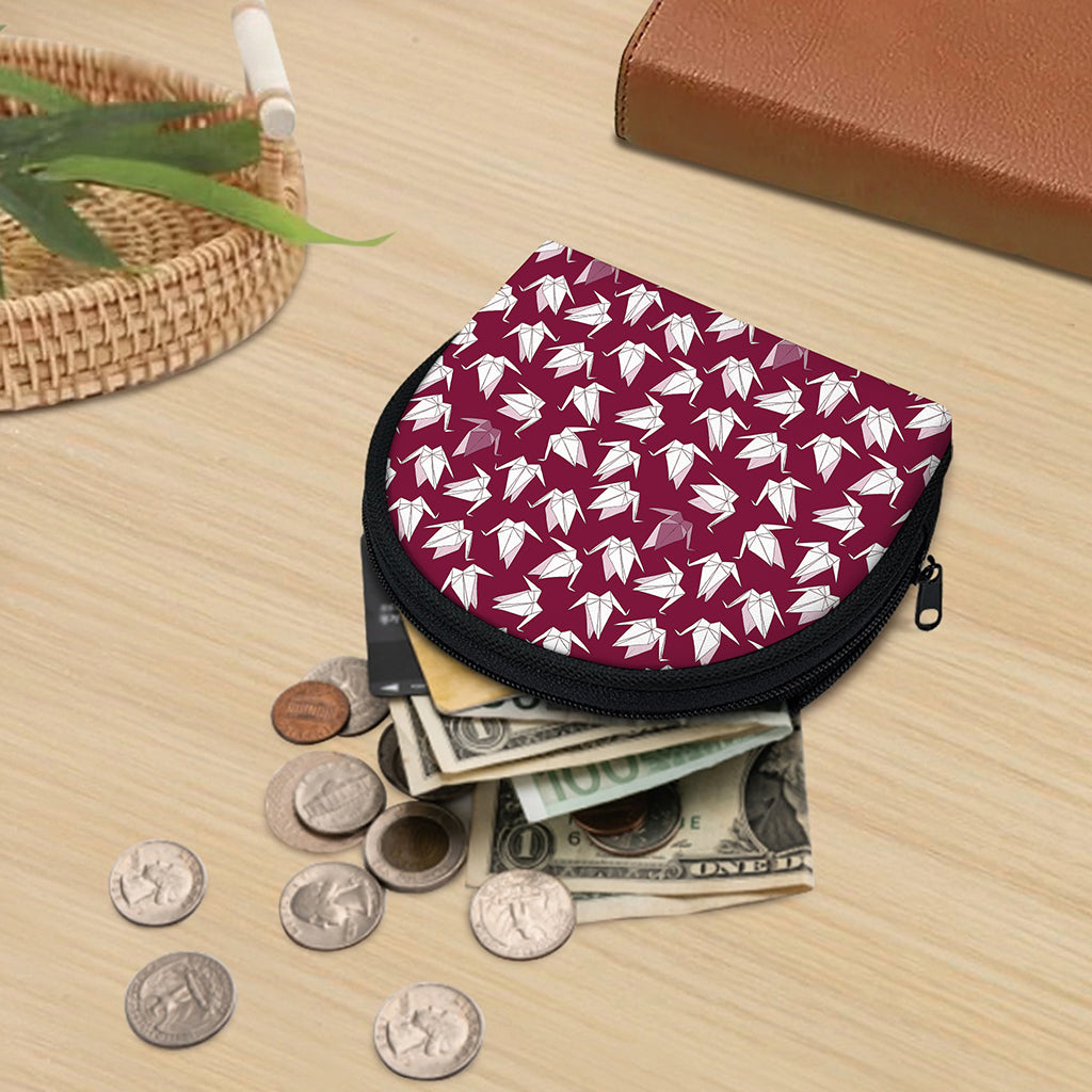 Japanese Origami Crane Pattern Print Coin Purse
