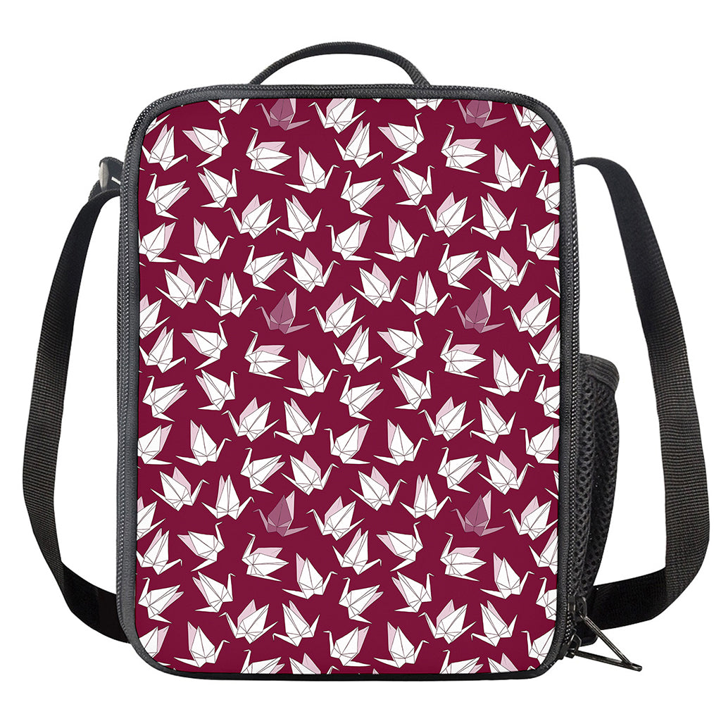 Japanese Origami Crane Pattern Print Crossbody Lunch Bag