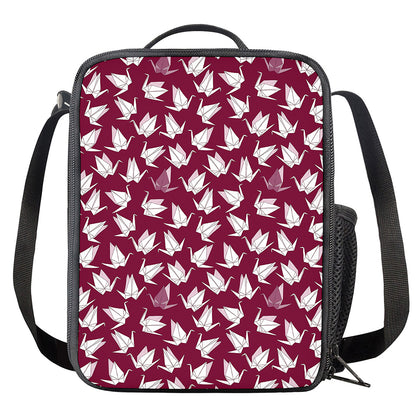 Japanese Origami Crane Pattern Print Crossbody Lunch Bag