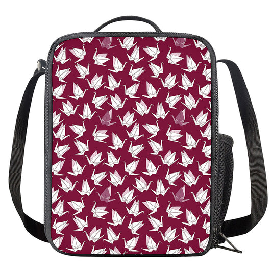 Japanese Origami Crane Pattern Print Crossbody Lunch Bag