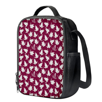 Japanese Origami Crane Pattern Print Crossbody Lunch Bag
