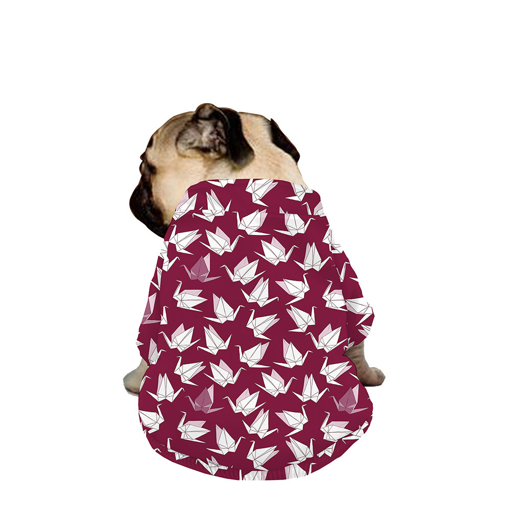 Japanese Origami Crane Pattern Print Dog Zip Up Jacket