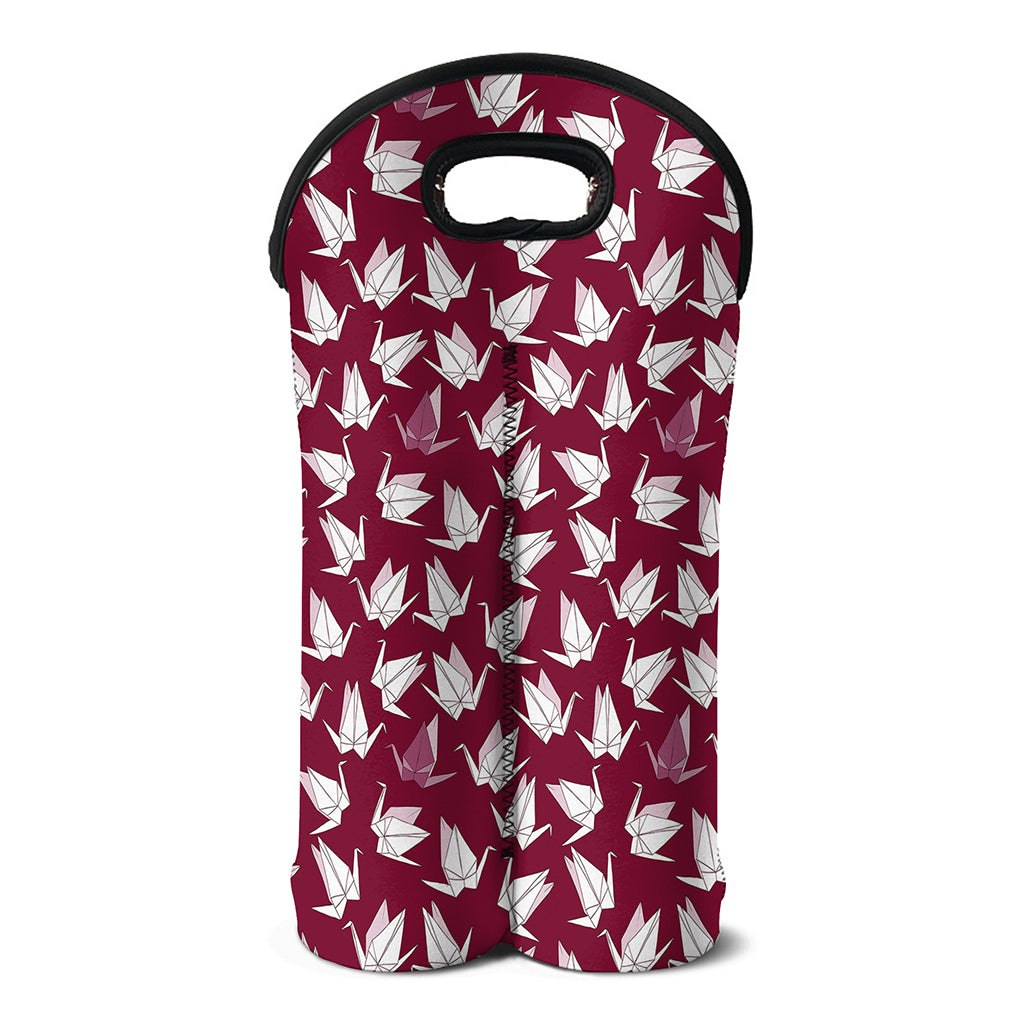 Japanese Origami Crane Pattern Print Double Neoprene Wine Tote
