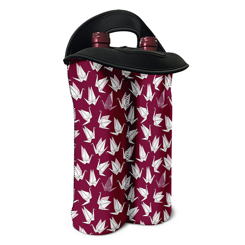 Japanese Origami Crane Pattern Print Double Neoprene Wine Tote