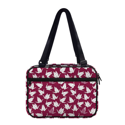 Japanese Origami Crane Pattern Print Double Strap Bible Bag