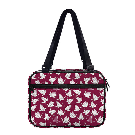 Japanese Origami Crane Pattern Print Double Strap Bible Bag