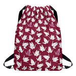 Japanese Origami Crane Pattern Print Drawstring Backpack