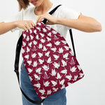 Japanese Origami Crane Pattern Print Drawstring Backpack