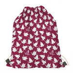 Japanese Origami Crane Pattern Print Drawstring Bag