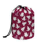 Japanese Origami Crane Pattern Print Drawstring Makeup Bag