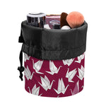 Japanese Origami Crane Pattern Print Drawstring Makeup Bag