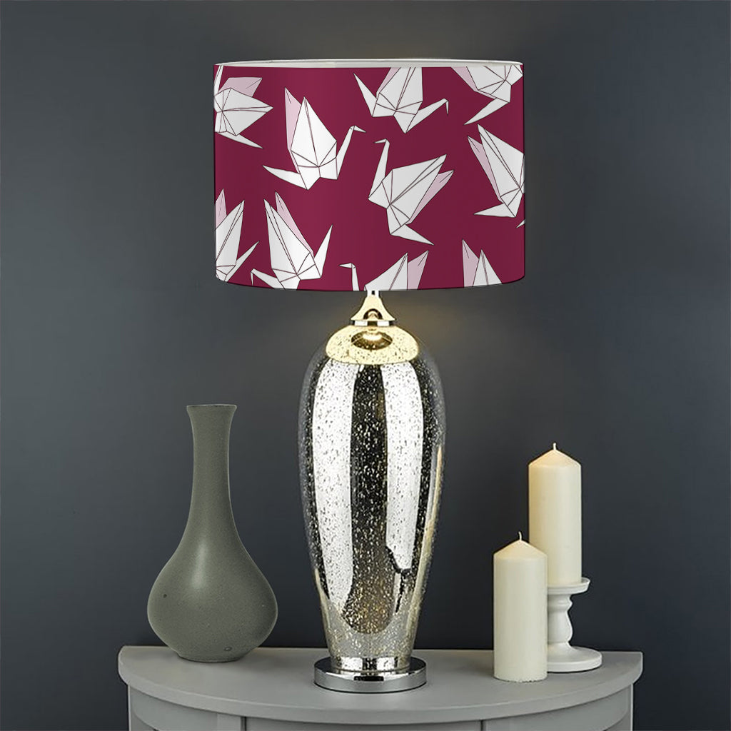 Japanese Origami Crane Pattern Print Drum Lamp Shade