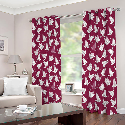 Japanese Origami Crane Pattern Print Extra Wide Grommet Curtains