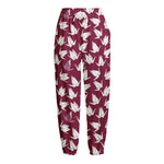 Japanese Origami Crane Pattern Print Fleece Lined Knit Pants
