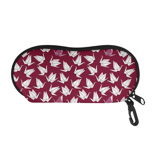 Japanese Origami Crane Pattern Print Glasses Case