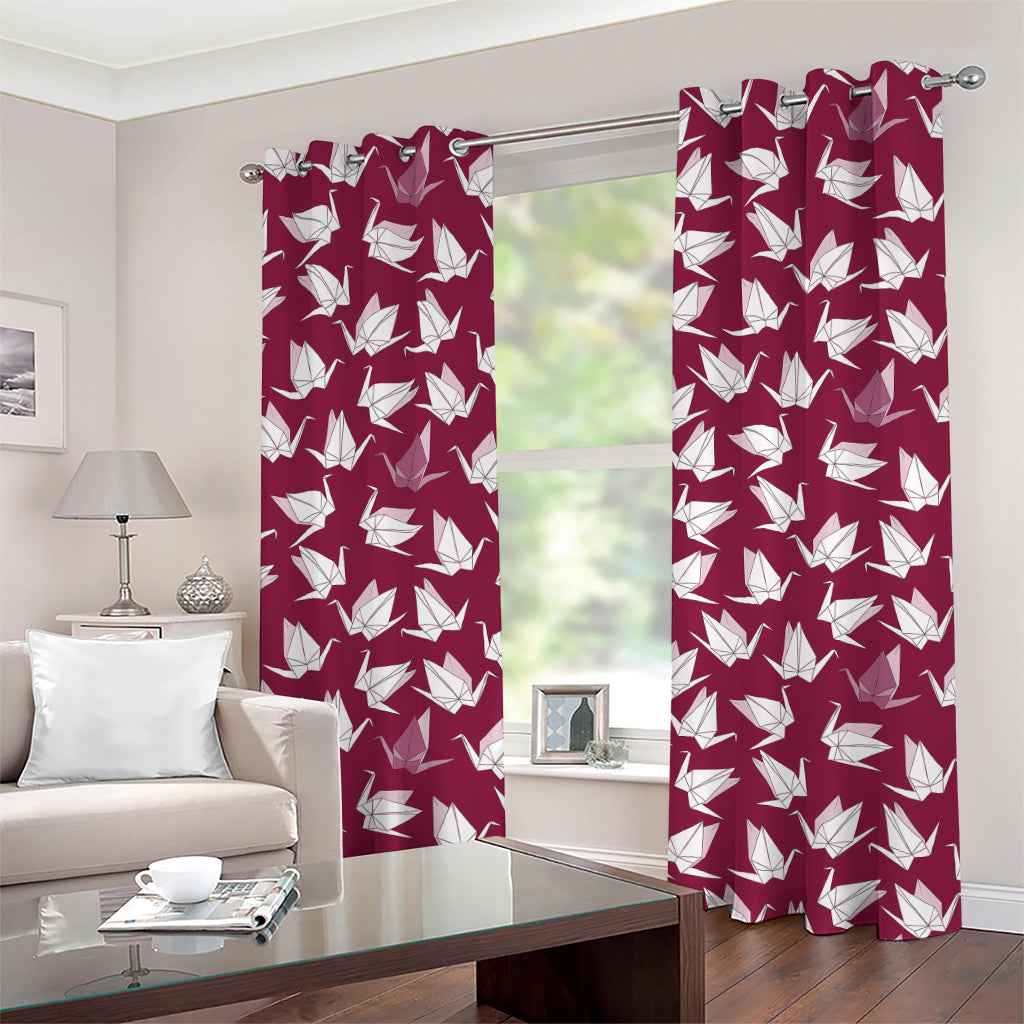 Japanese Origami Crane Pattern Print Grommet Curtains