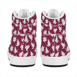 Japanese Origami Crane Pattern Print High Top Leather Sneakers