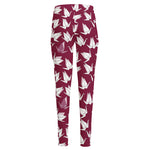 Japanese Origami Crane Pattern Print High-Waisted Pocket Leggings