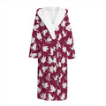 Japanese Origami Crane Pattern Print Hooded Bathrobe