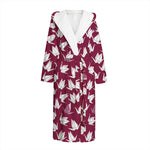 Japanese Origami Crane Pattern Print Hooded Bathrobe