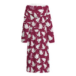 Japanese Origami Crane Pattern Print Hooded Bathrobe