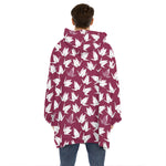 Japanese Origami Crane Pattern Print Hoodie Blanket