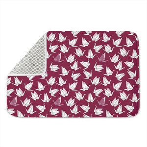 Japanese Origami Crane Pattern Print Indoor Door Mat