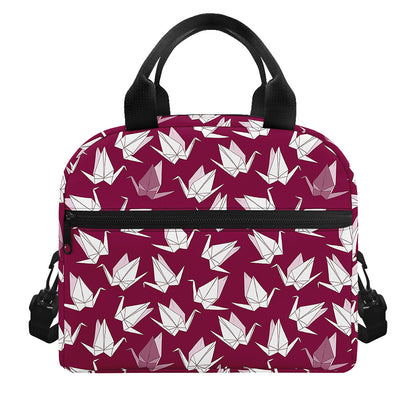 Japanese Origami Crane Pattern Print Insulated Lunch Bag