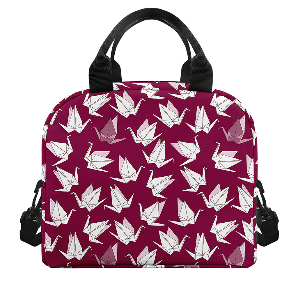 Japanese Origami Crane Pattern Print Insulated Lunch Bag