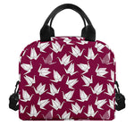 Japanese Origami Crane Pattern Print Insulated Lunch Bag