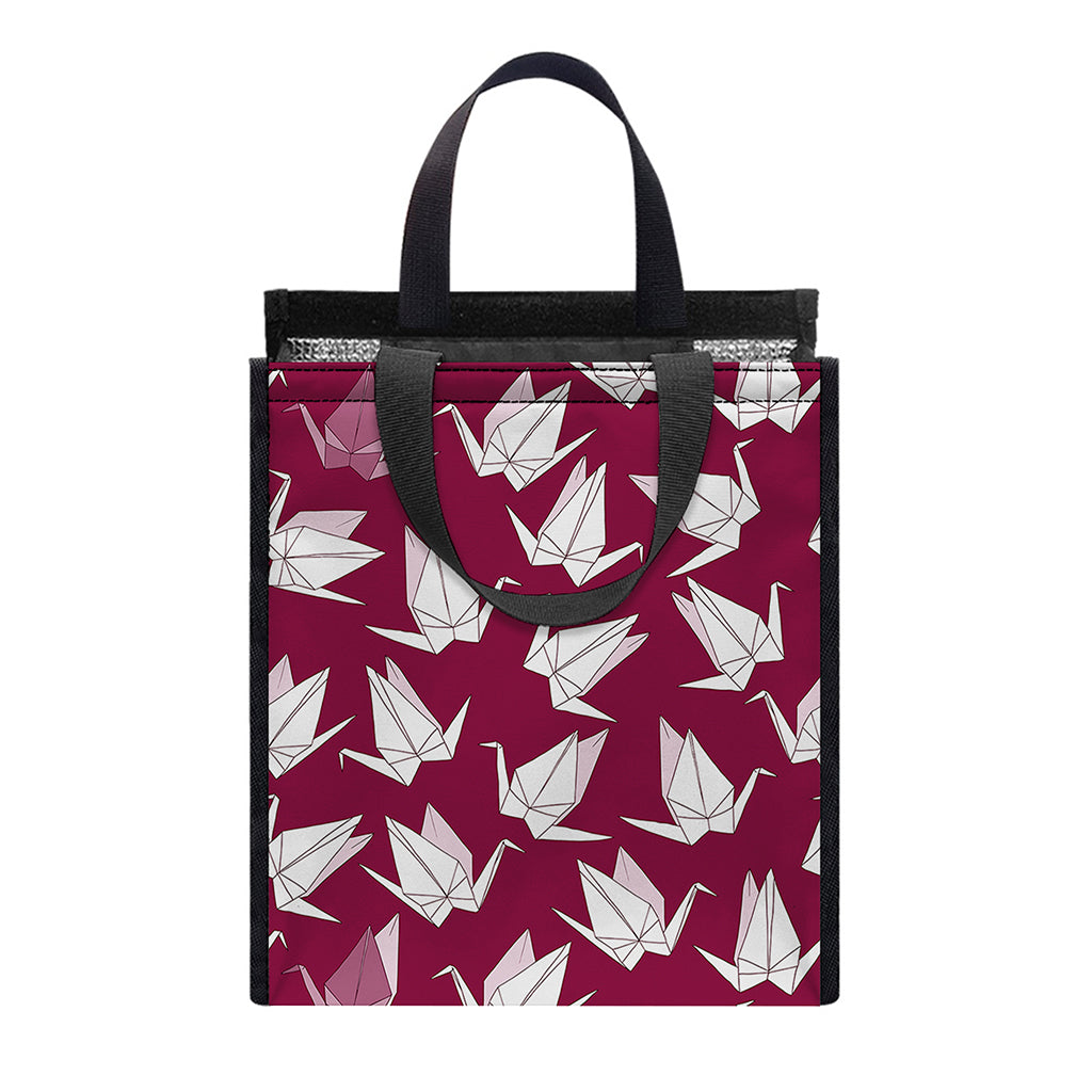 Japanese Origami Crane Pattern Print Insulated Lunch Tote