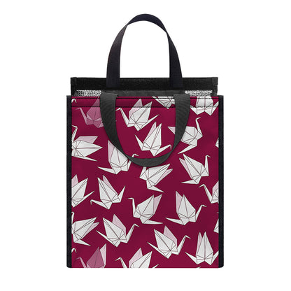 Japanese Origami Crane Pattern Print Insulated Lunch Tote