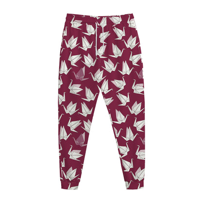 Japanese Origami Crane Pattern Print Jogger Pants