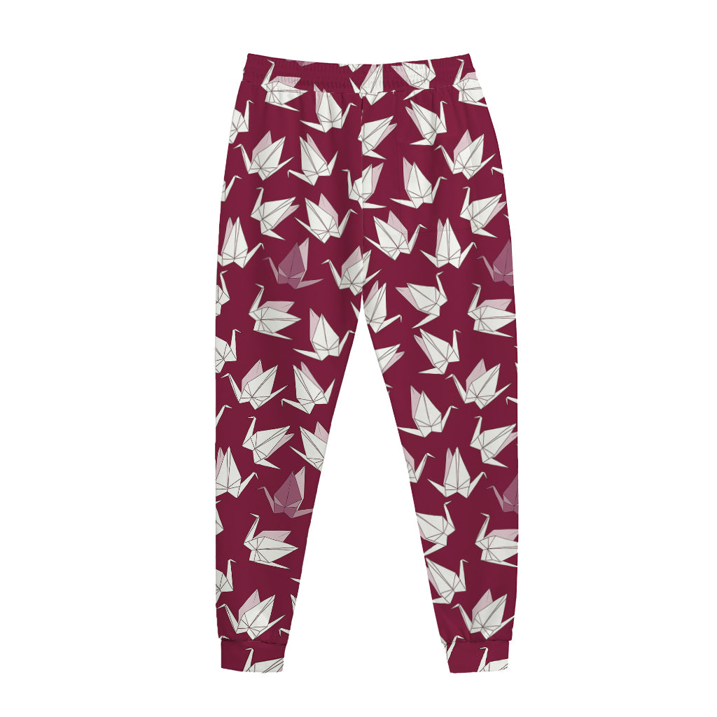 Japanese Origami Crane Pattern Print Jogger Pants