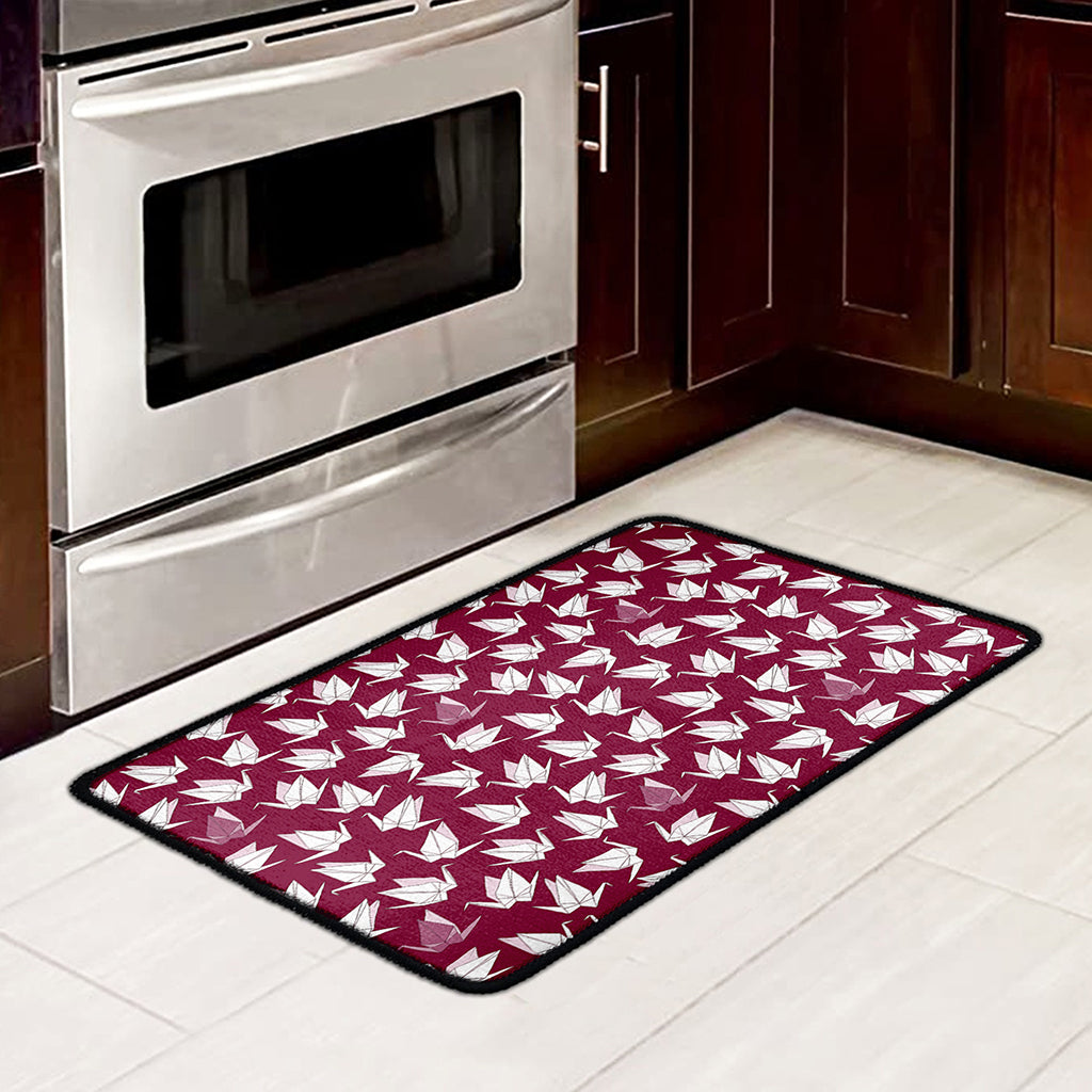 Japanese Origami Crane Pattern Print Kitchen Mat