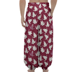 Japanese Origami Crane Pattern Print Lantern Pants