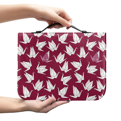 Japanese Origami Crane Pattern Print Leather Bible Cover