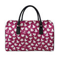 Japanese Origami Crane Pattern Print Leather Duffel Bag