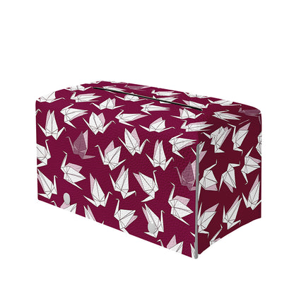 Japanese Origami Crane Pattern Print Leather Tissue Box Cover