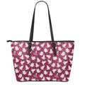 Japanese Origami Crane Pattern Print Leather Tote Bag With Zipper