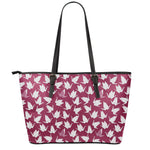 Japanese Origami Crane Pattern Print Leather Tote Bag