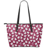 Japanese Origami Crane Pattern Print Leather Tote Bag