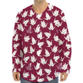 Japanese Origami Crane Pattern Print Long Sleeve Baseball Jersey